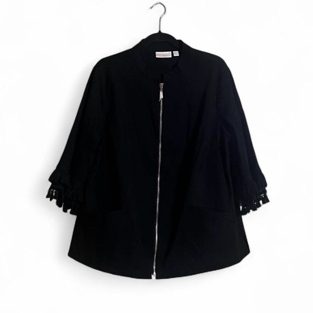 Belle By Kim Gravel Jacket Sz 1XL NWOT Tassel Sleeves Front Zipper Stretchy